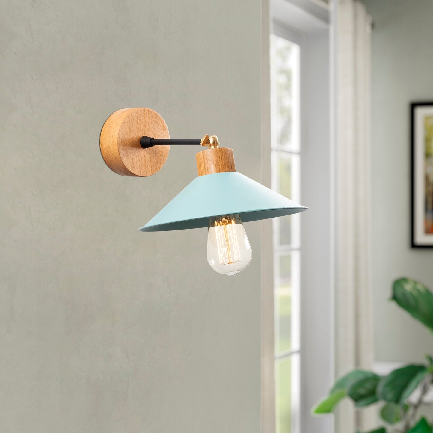 Aplique De Pared, Hierro , Turquesa, 24x24x20, Casquillo E 27 Max 40 W_4