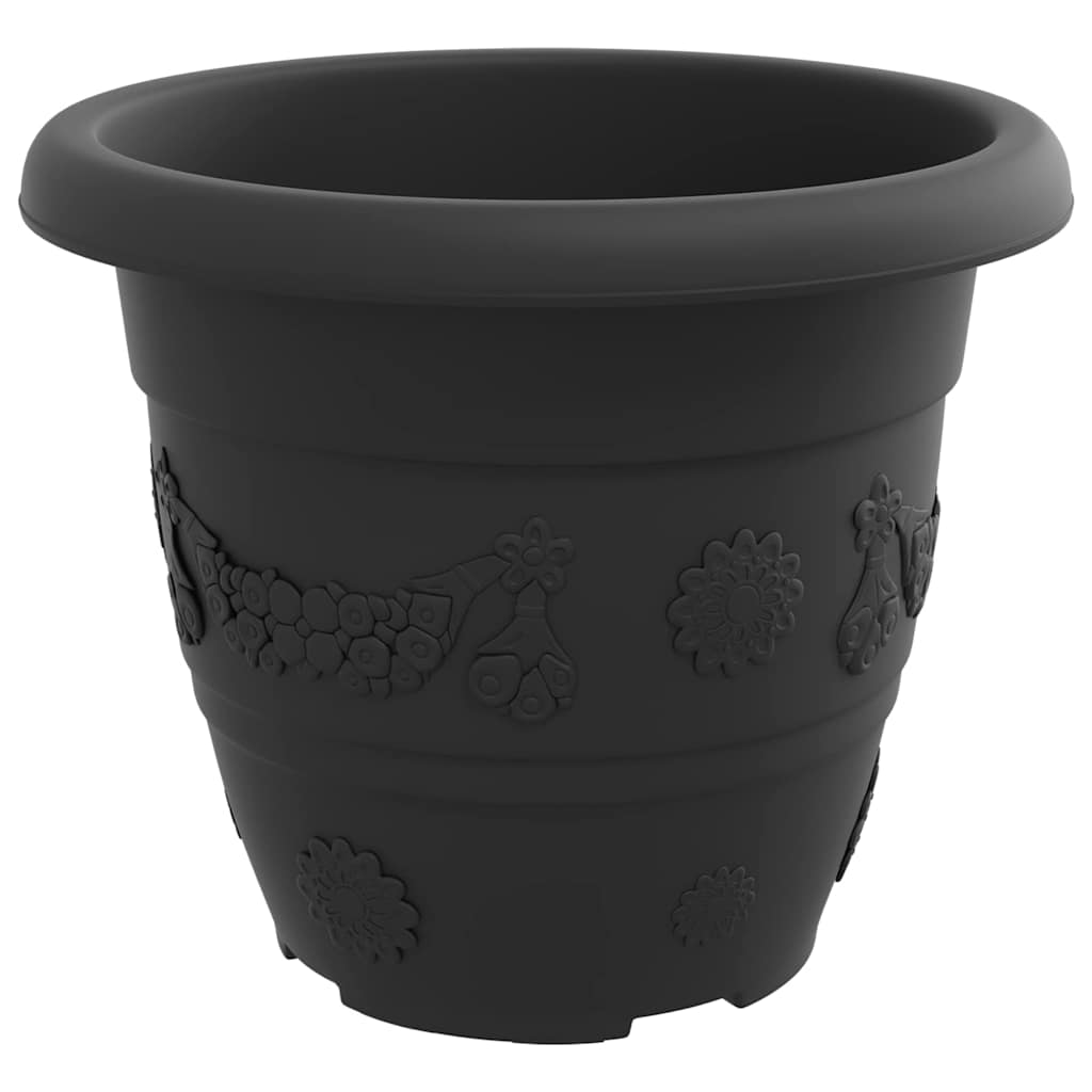 Maceta Redonda Para Flores 6 Uds. Negro Ø 26 X 21.5 Cm Plástico_4