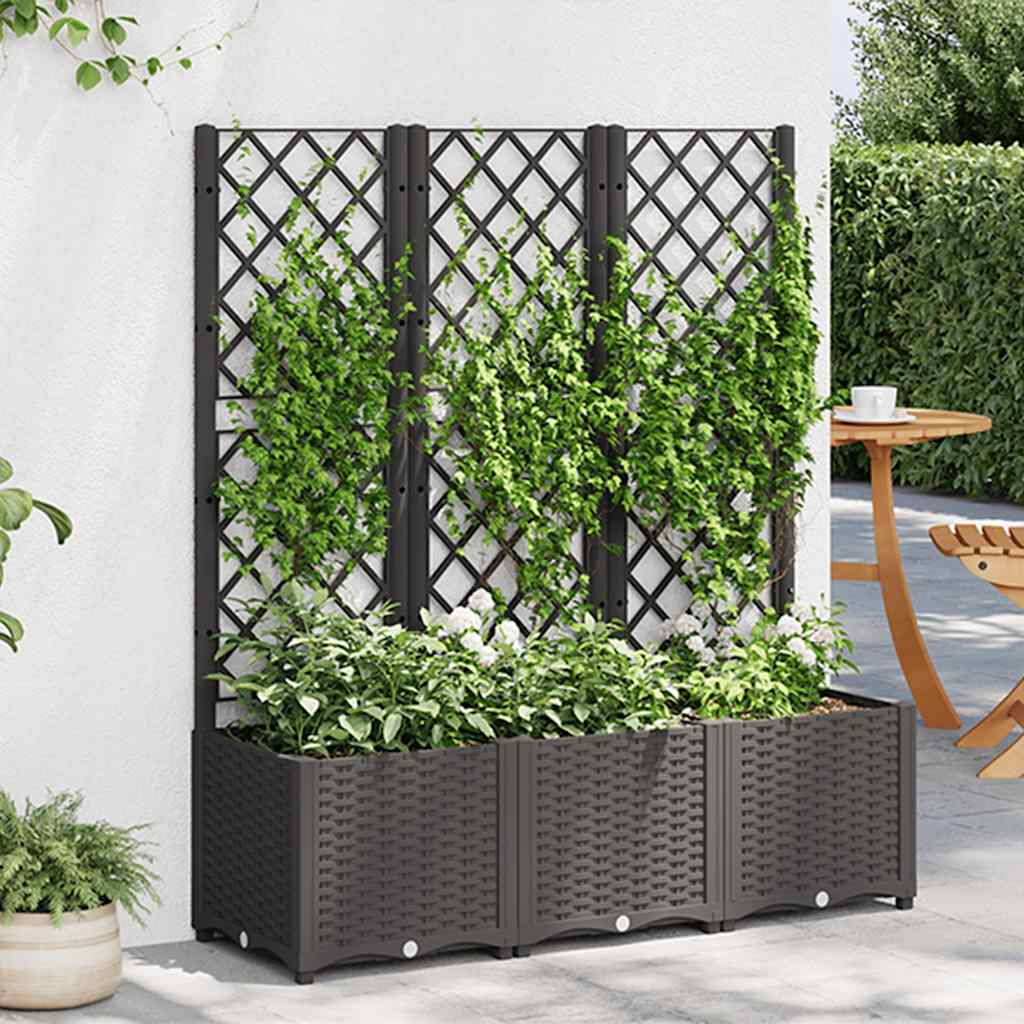 Jardinera De Jardín Con Enrejado, Color Negro, 120 X 40 X 136 Cm, Pp_1