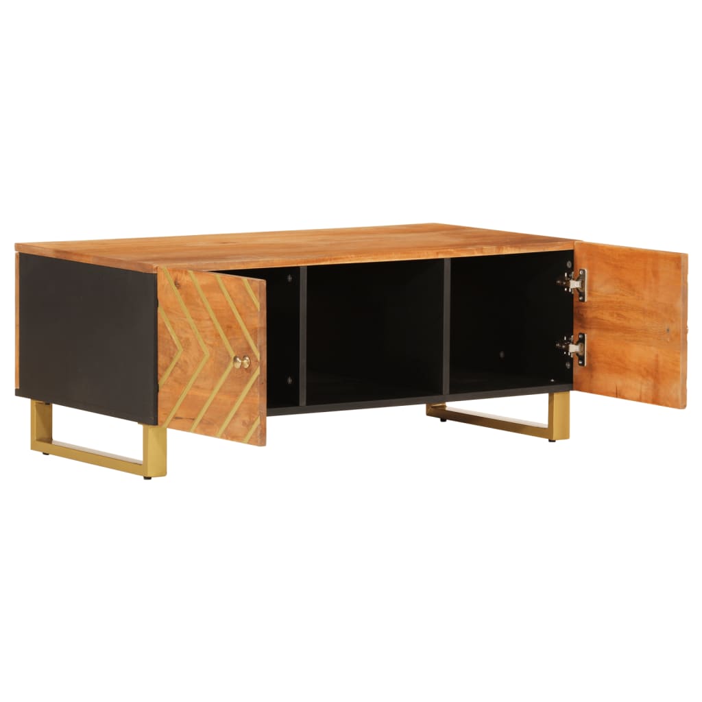 Mesa De Centro Madera Maciza De Mango Negro Marrón 100x54x40 Cm_1