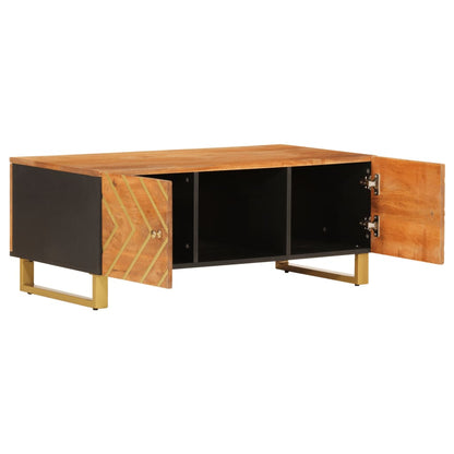Mesa De Centro Madera Maciza De Mango Negro Marrón 100x54x40 Cm_1