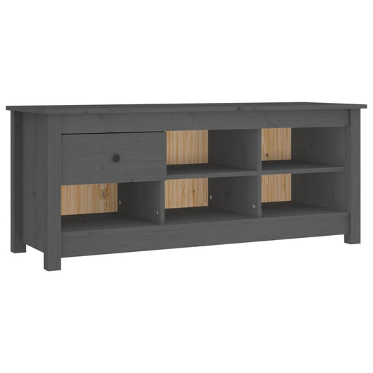 Armario Zapatero De Madera Maciza De Pino Gris 110x38x45,5 Cm / Vetonek_0