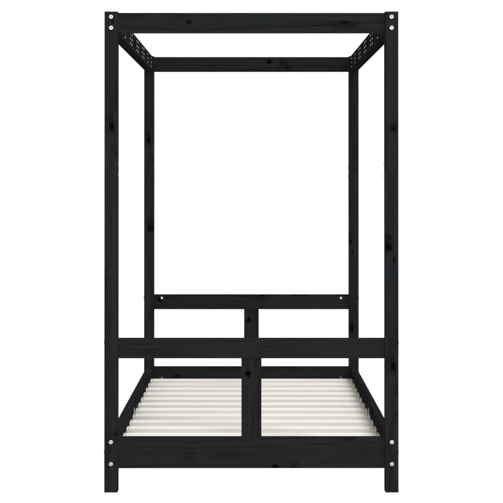 Vidaxl Estructura De Cama Para Niños Madera De Pino Negro 80x160 Cm_4