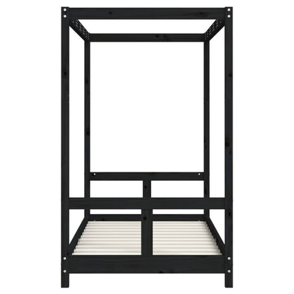 Vidaxl Estructura De Cama Para Niños Madera De Pino Negro 80x160 Cm_4