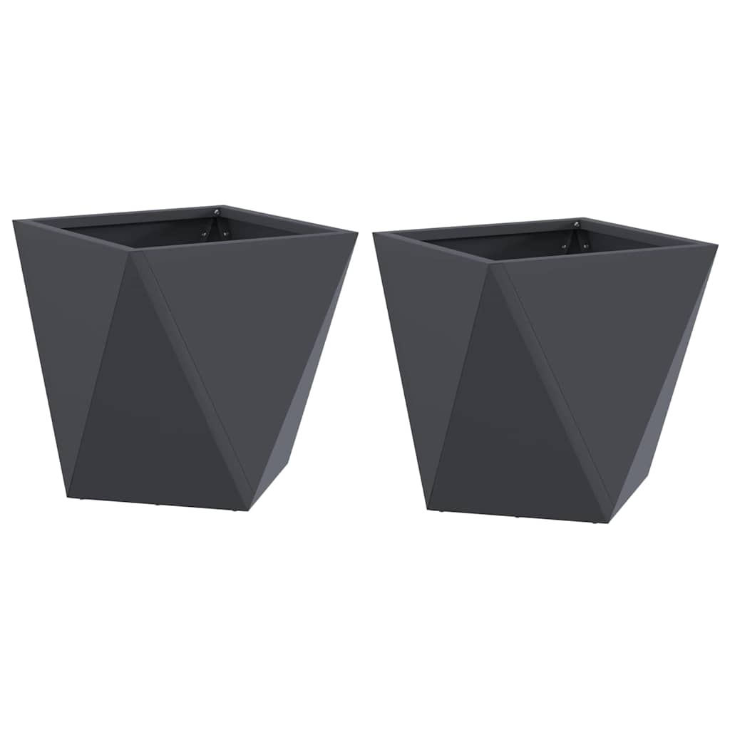 Jardinera 2 Pcs Antracita 30 X 30 X 30 Cm Acero_0