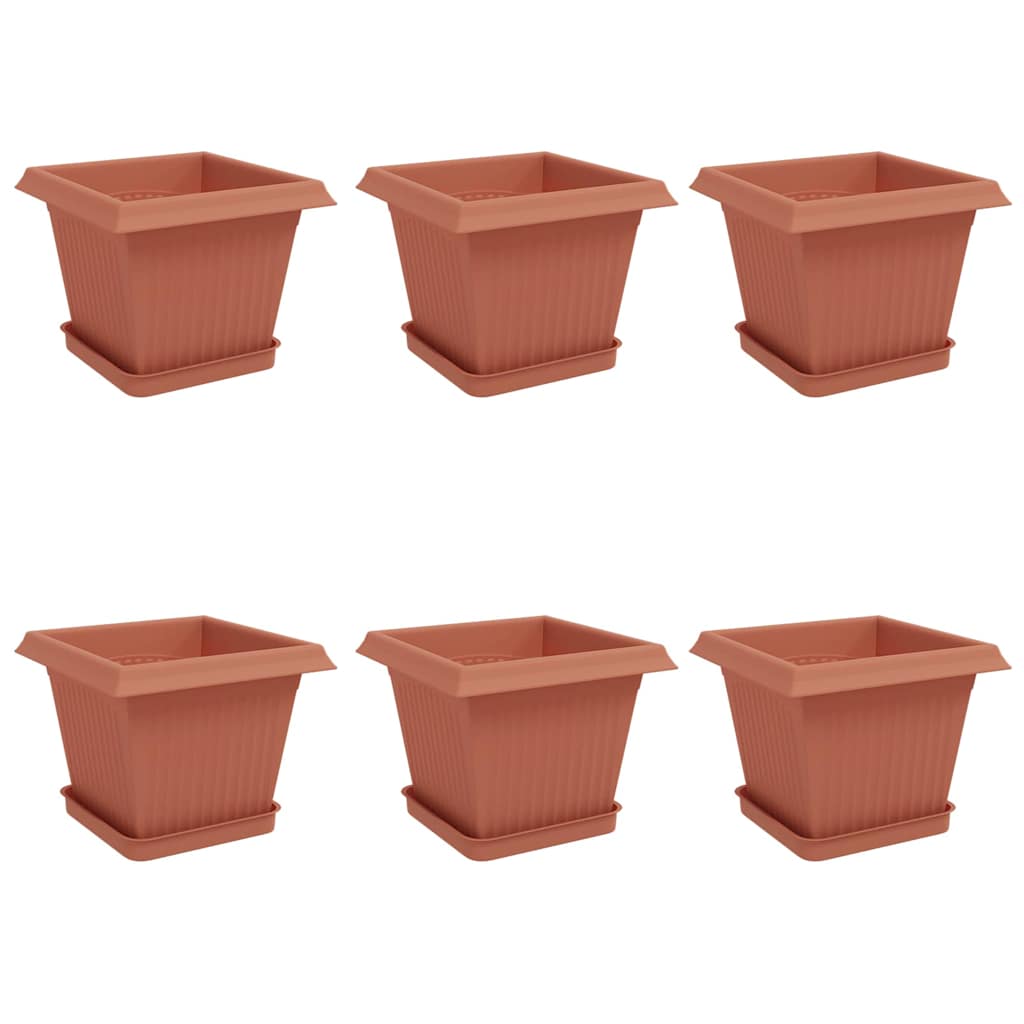 Macetas 6 Pcs Rojo Ladrillo 20 X 20 X 16 Cm Plástico_0