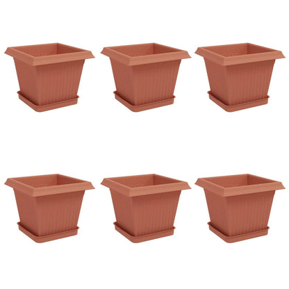 Macetas 6 Pcs Rojo Ladrillo 20 X 20 X 16 Cm Plástico_0