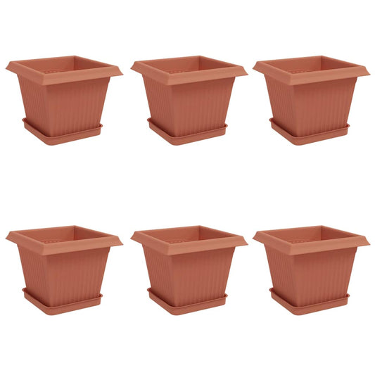 Macetas 6 Pcs Rojo Ladrillo 20 X 20 X 16 Cm Plástico_0