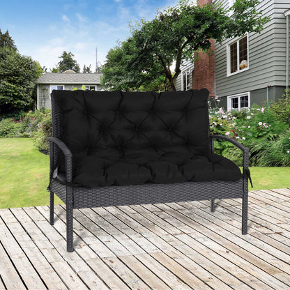 Outsunny Cojín Para Banco Con Respaldo De 2 Plazas 100x98x8 Cm Negro_1