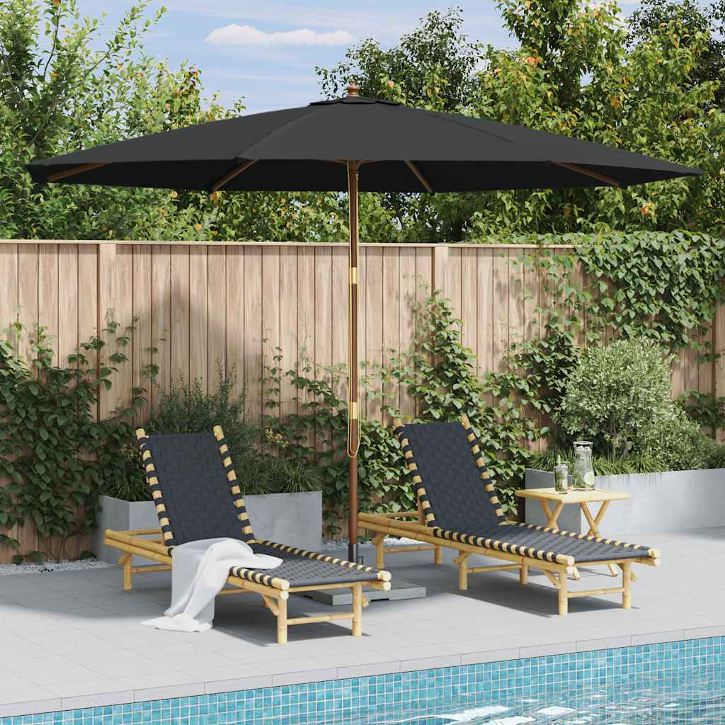 Vidaxl Sombrilla De Jardín Con Palo De Madera 350 Cm Gris Antracita_1