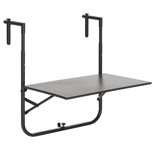 Outsunny Mesa Colgante Para Balcón Con Altura Ajustable 60x60,5x56-71 Cm Negro_0