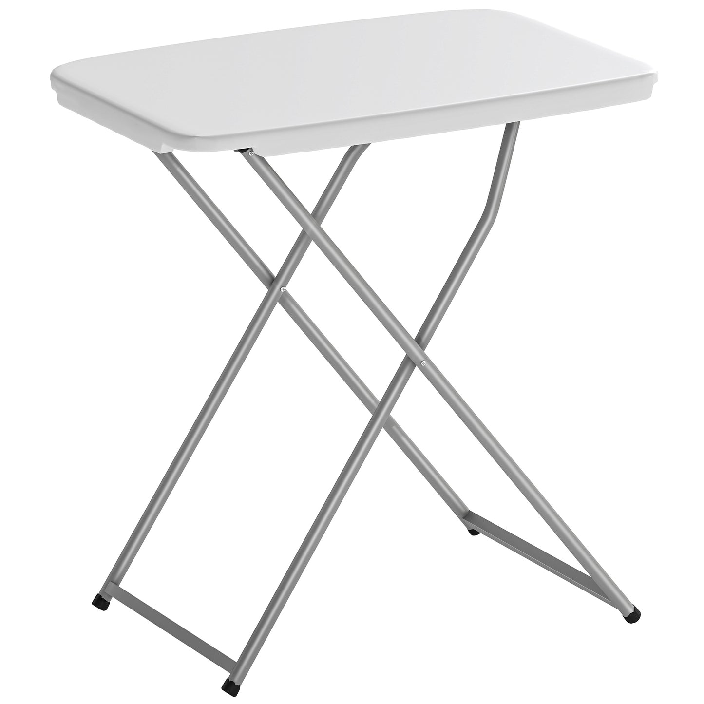 Outsunny Mesa Plegable Camping Portátil Con Altura Ajustable 75x50x73,5cm Blanco_0