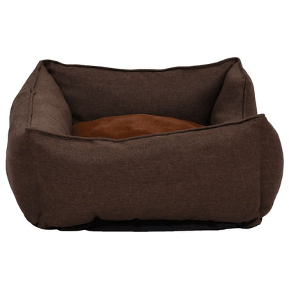 Cama De Perro De Felpa Apariencia De Lino Marrón 85,5x70x23 Cm / Vetonek_2