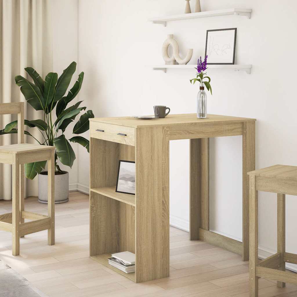 Mesa Alta De Bar Madera Ingeniería Roble Sonoma 102x70x103,5 Cm_1