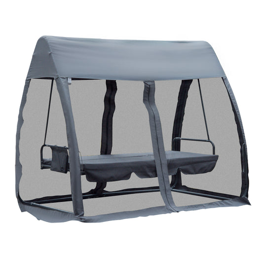 Outsunny Columpio Jardín 3 Plazas Convertible En Cama Con Mosquitera Puertas_0
