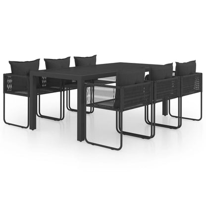 Vidaxl Set De Comedor De Jardín De 7 Piezas Pvc Ratán Negro_0