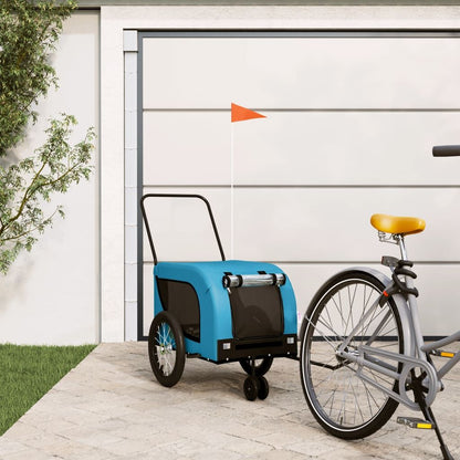 Vidaxl Remolque De Bicicleta Mascotas Hierro Tela Oxford Azul Negro_1