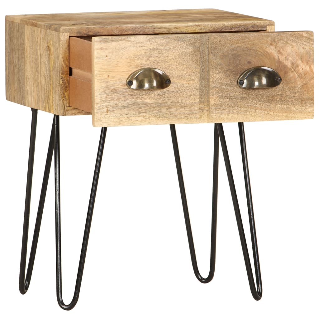 Mesita De Noche De Madera Maciza De Mango 40x30x50 Cm_1