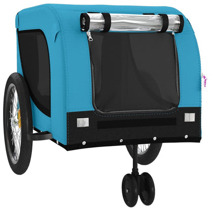 Vidaxl Remolque De Bicicleta Mascotas Hierro Tela Oxford Azul Negro_3