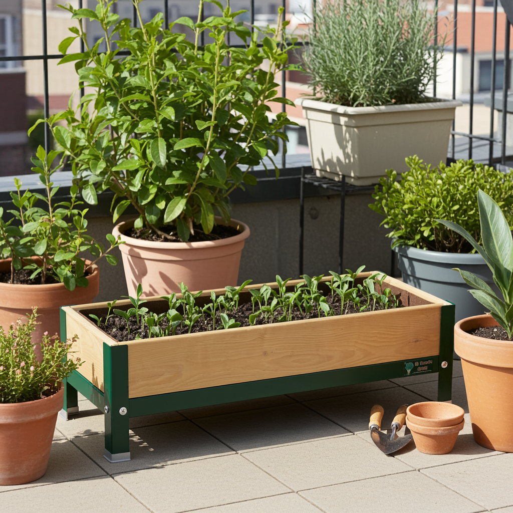 Mi Huerto Urban Jardinera Elevada Madera Con Bandeja Recoge Aguas | Estructura Metálica |verde | 90x30x26cm_1