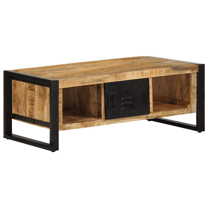 Mesa De Centro De Madera Maciza De Mango Rugosa 90x50x36 Cm_1