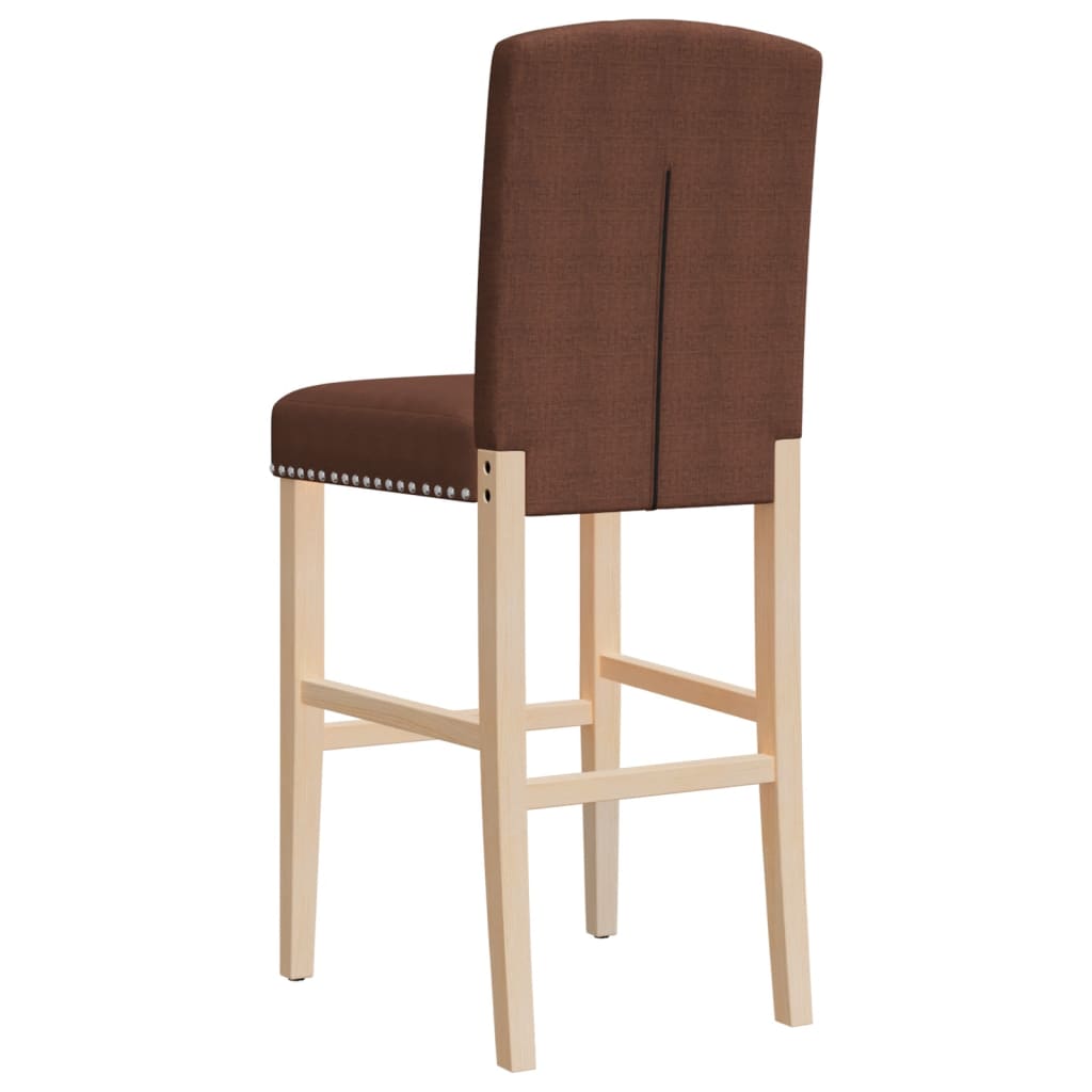 Taburetes Altos 2 Uds Madera Maciza De Caucho Y Tela_5