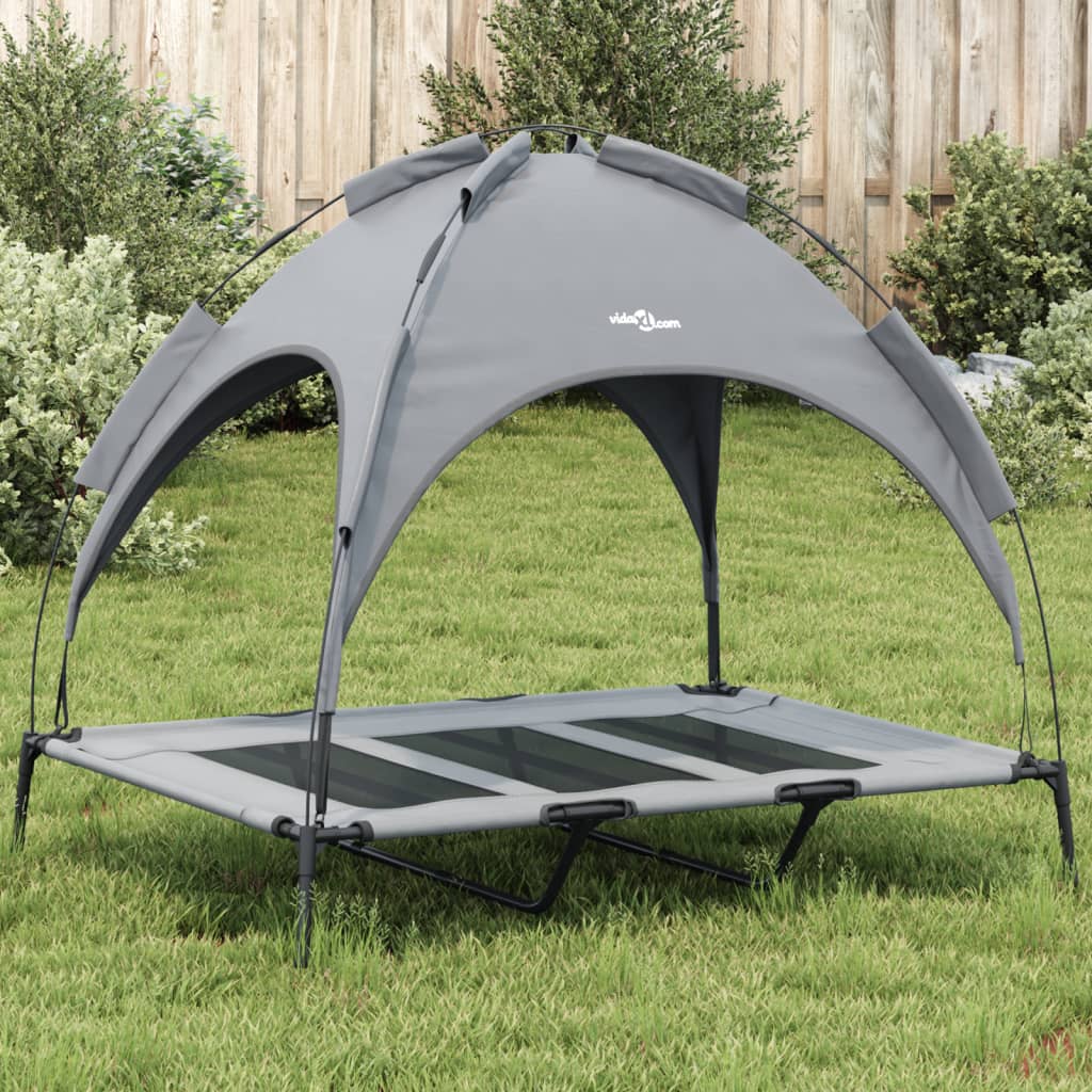 Cama Para Perros Con Dosel Antracita Tela Oxford Y Acero / Vetonek_5