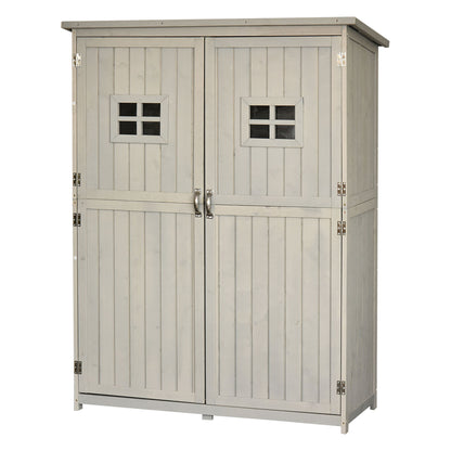 Cobertizo De Madera Outsunny Madera De Abeto Gris 127,5x50x164 Cm_0