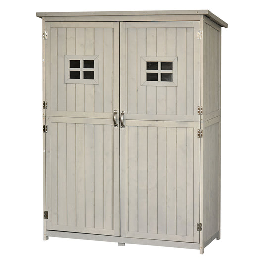 Cobertizo De Madera Outsunny Madera De Abeto Gris 127,5x50x164 Cm_0