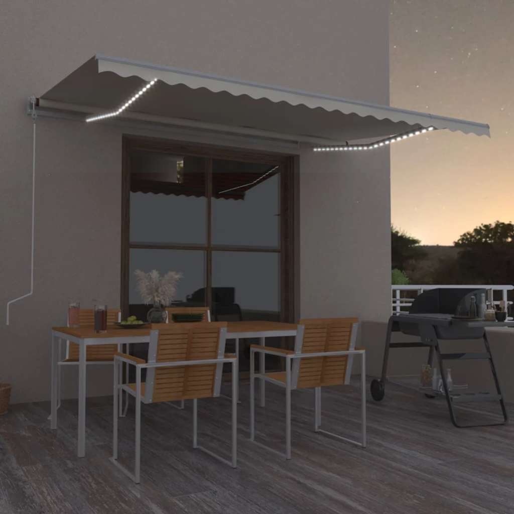 Toldo Automático Con Led Sensor De Viento Crema 500x350 Cm_1