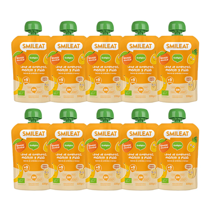 Pack 10 uds Pouches de Leche de Almendra, Mango y Piña ECO Smileat 100gr