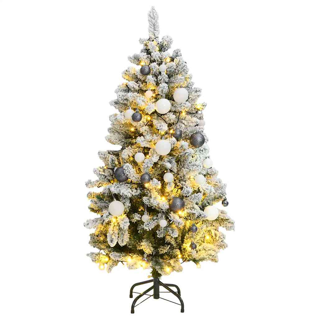 Vidaxl Árbol Navidad Artificial Con Bisagras 150 Led Y Bolas 120 Cm_0