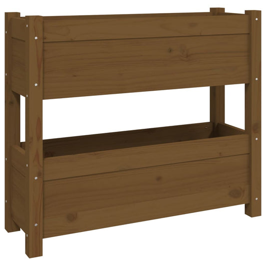 Jardinera De Madera Maciza De Pino Marrón Miel 77x25x66 Cm_0