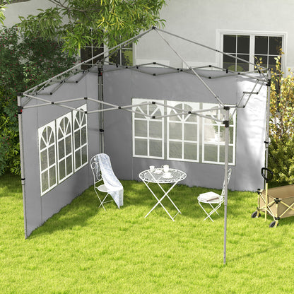 Outsunny Paredes Laterales Para Carpa De 2 Paneles 295x195 Cm Con Ventana Gris_1