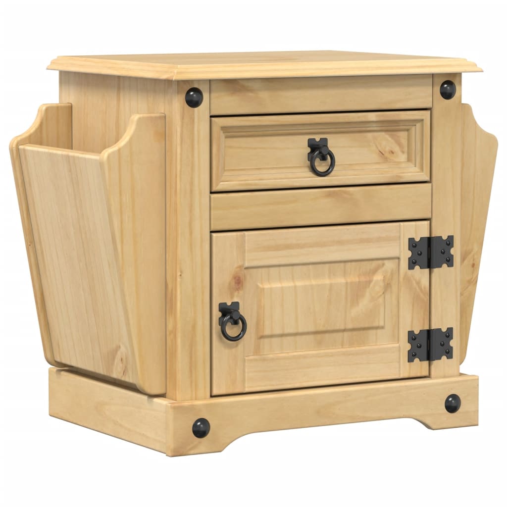 Mesita De Noche Corona Madera Maciza De Pino 45x35x47,5 Cm_0