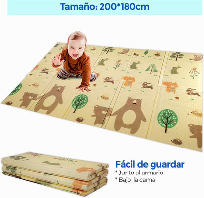 Alfombra Bebe, 1.5cm Grosor, Diseño Infantil, 200 X 180 Cm, Acolchada De Xpe, Reversible_3