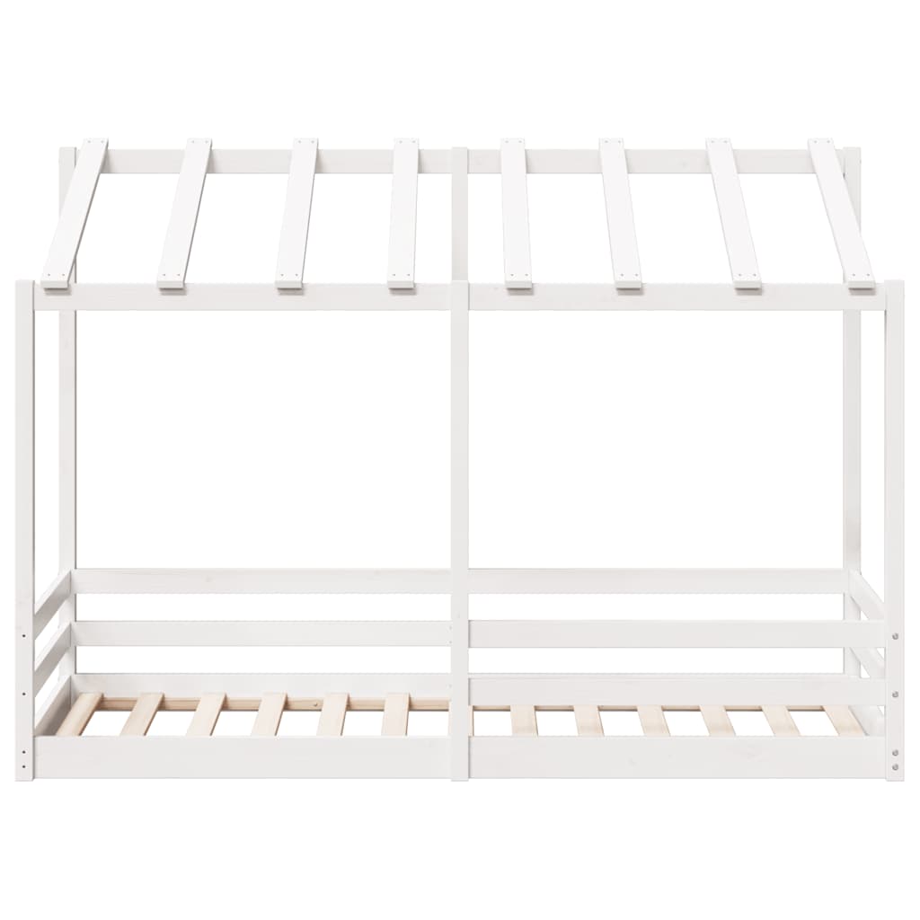 Cama Infantil Con Techo Madera Maciza Pino Blanco 75x190 Cm_3