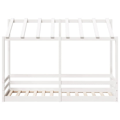 Cama Infantil Con Techo Madera Maciza Pino Blanco 75x190 Cm_3
