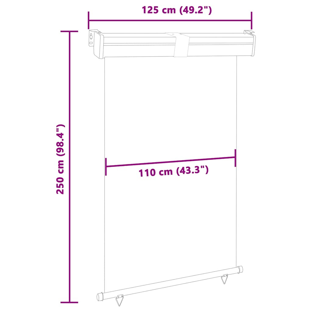 Vidaxl Toldo Lateral De Balcón Azul 125x250 Cm_2