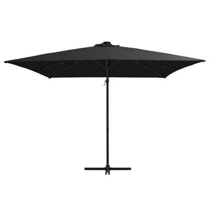 Vidaxl Sombrilla Voladiza Con Luces Led Y Poste Acero Negro 250x250 Cm_1