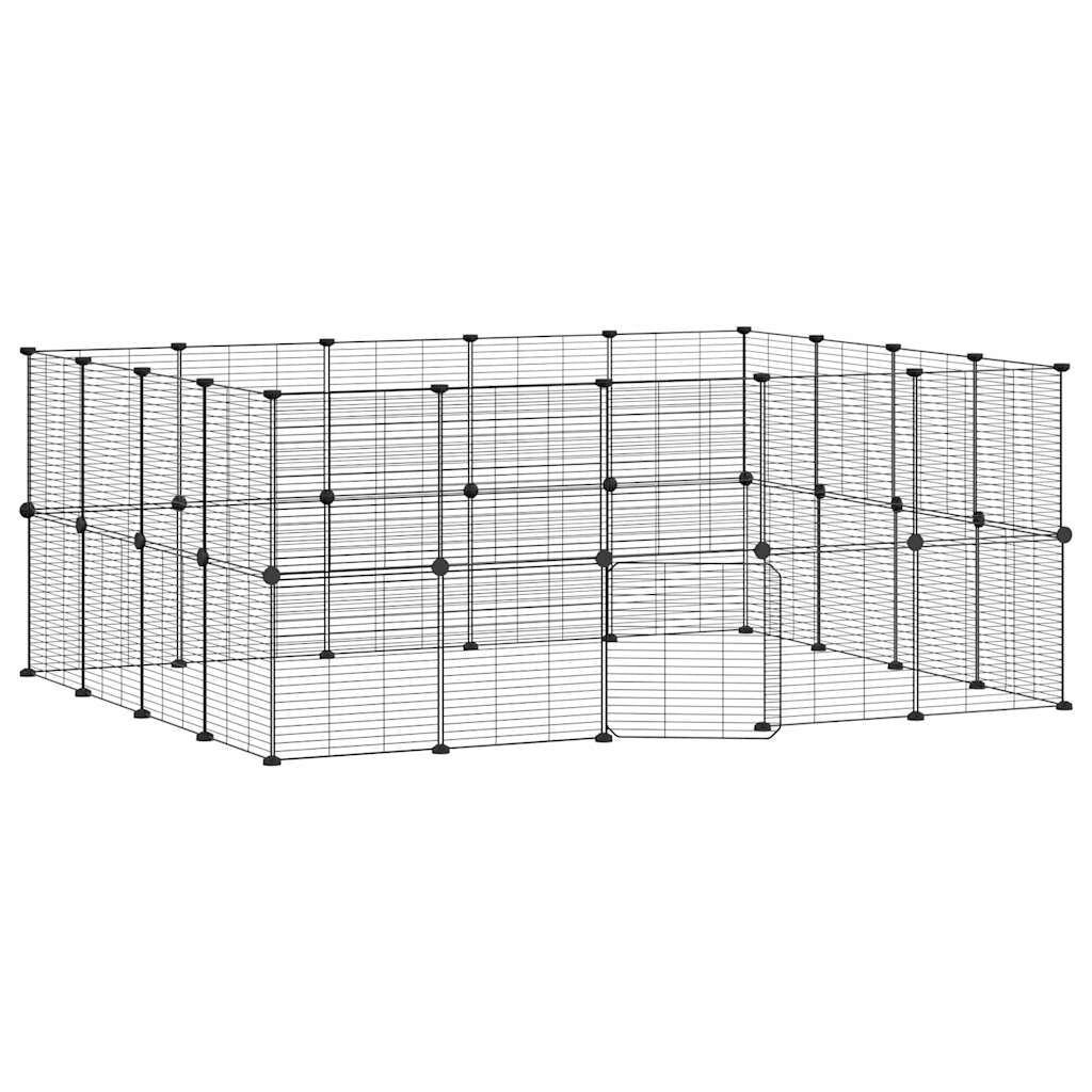 Vidaxl Jaula Para Mascotas De 36 Paneles Puerta Acero Negro 35x35 Cm_0