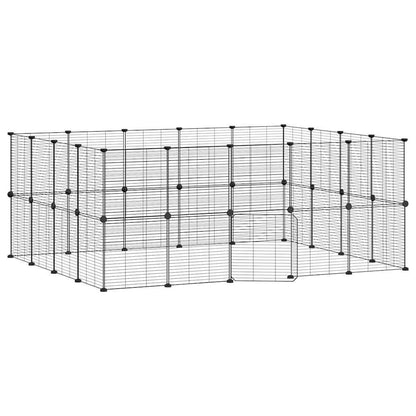 Vidaxl Jaula Para Mascotas De 36 Paneles Puerta Acero Negro 35x35 Cm_0