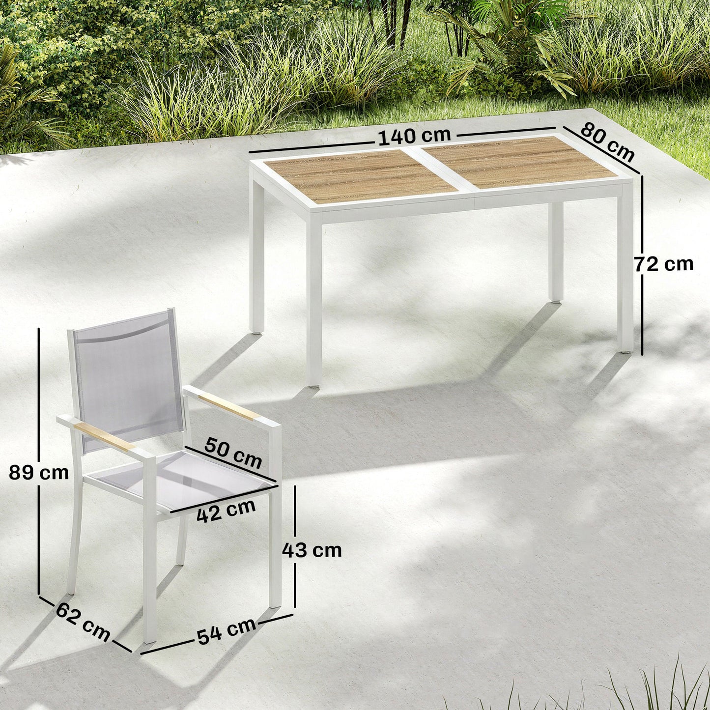 Outsunny Conjunto De Mesa Y Sillas Jardín De 7 Piezas Con Sillas Transpirables_2