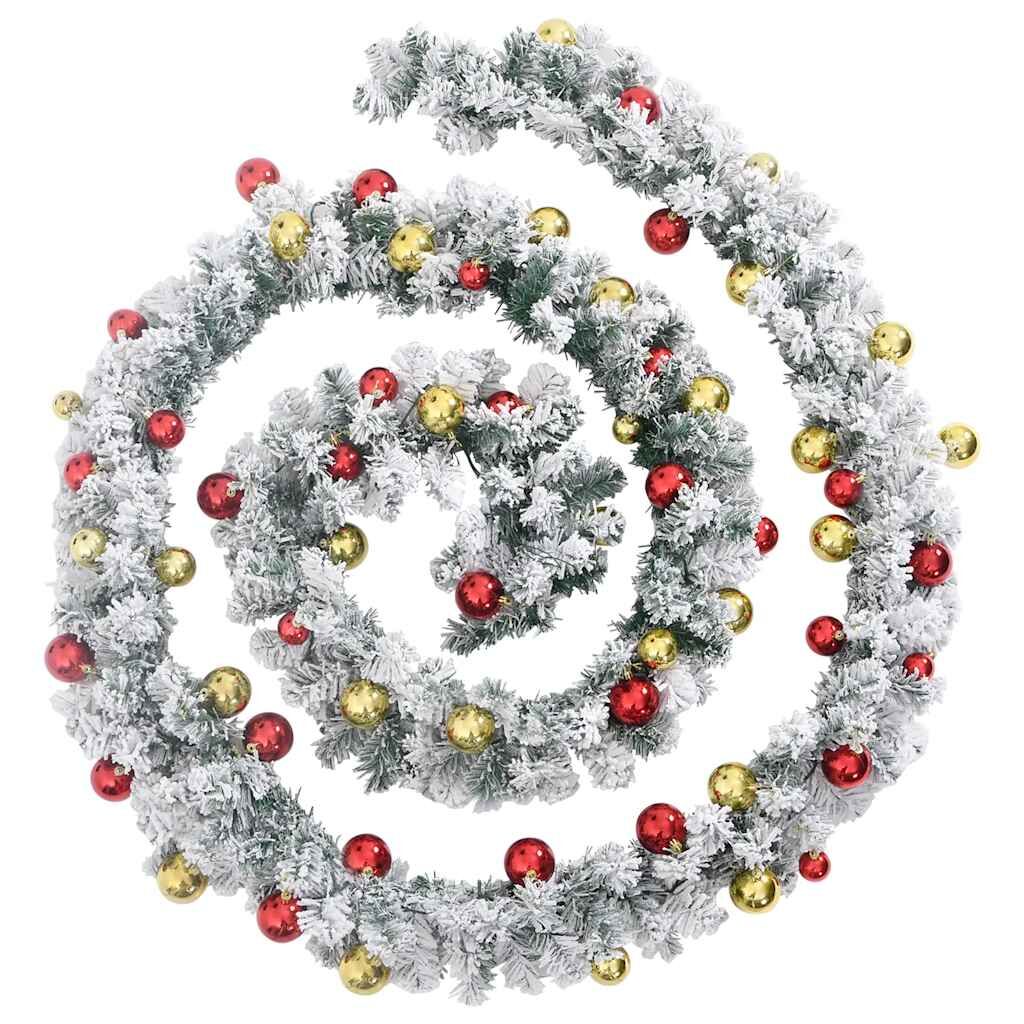 Vidaxl Guirnalda De Navidad Con Bolas Y Luces Led Pvc Verde 20 M_1