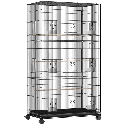 Gaiola Para Pássaros Pawhut Aço, Pp Preto 77x46.5x141 Cm_0