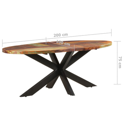 Mesa De Comedor Ovalada Madera Maciza Reciclada 200x100x75 Cm._4