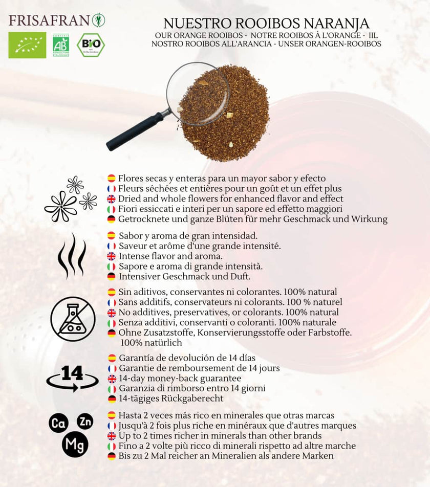 Infusión De Rooibos Naranja Ecológica En Granel | Calidad | Frisafran 100 G_3
