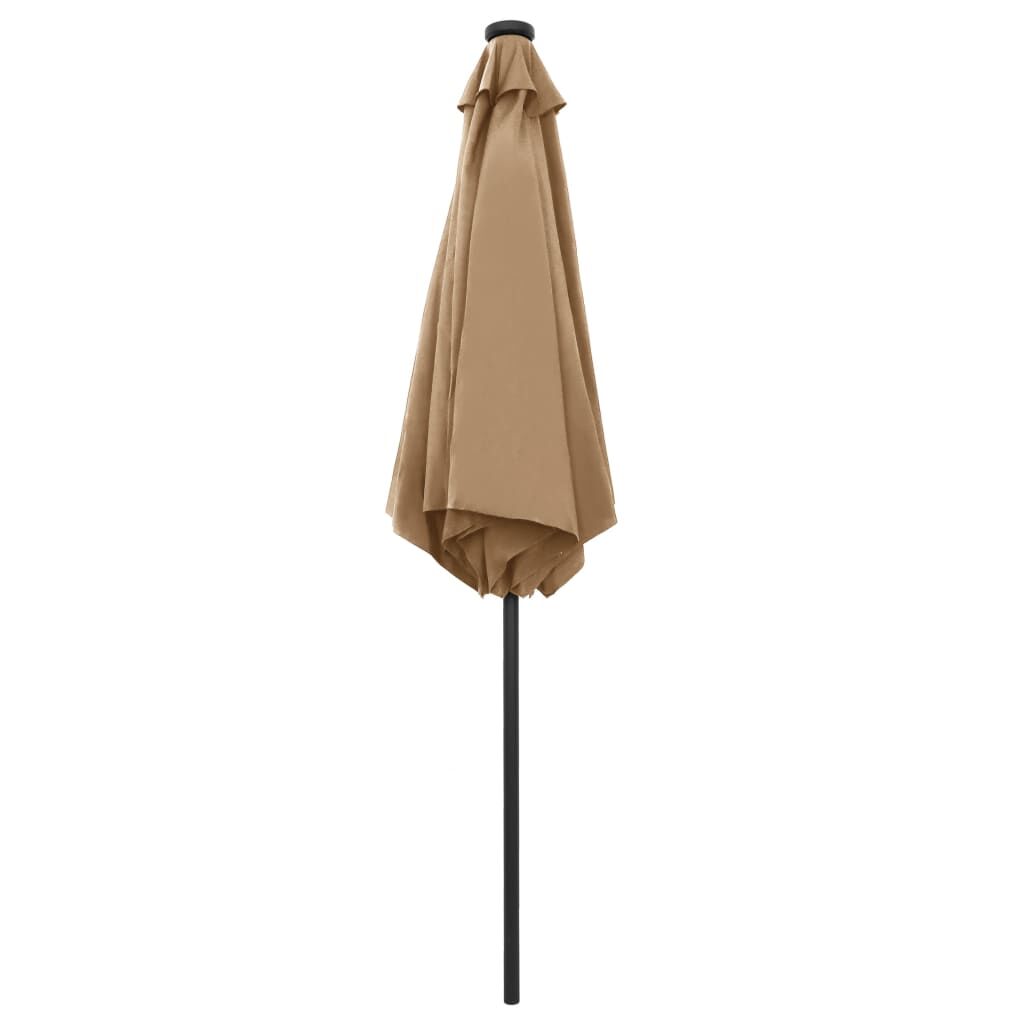 Vidaxl Sombrilla De Jardín Con Luces Led Palo De Aluminio Taupe 270 Cm_3
