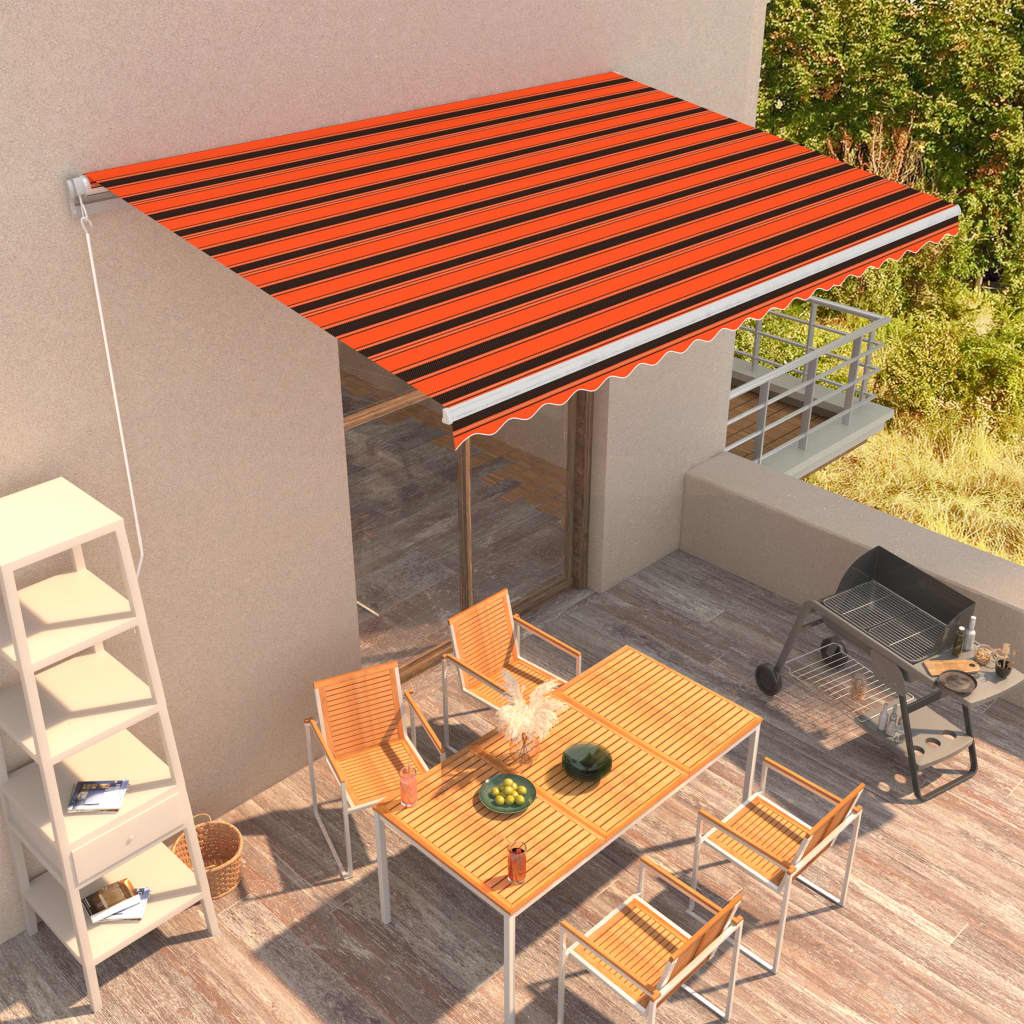 Toldo Manual Retráctil Naranja Y Marrón 450x300 Cm_1