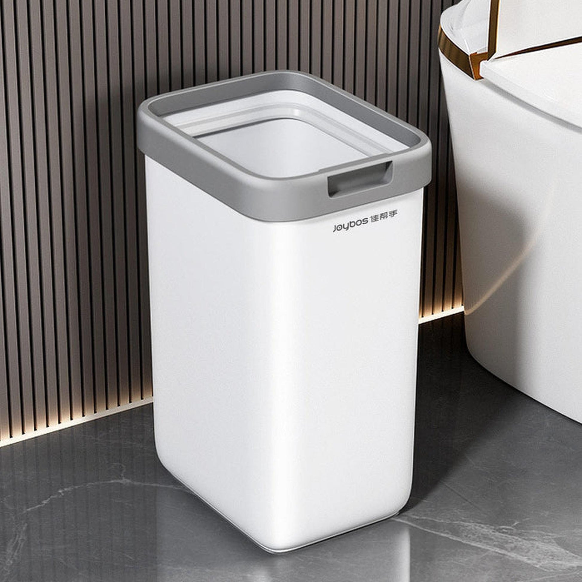 Joybos Cubo De Basura Con Soporte De Pared Abierto Blanco_3